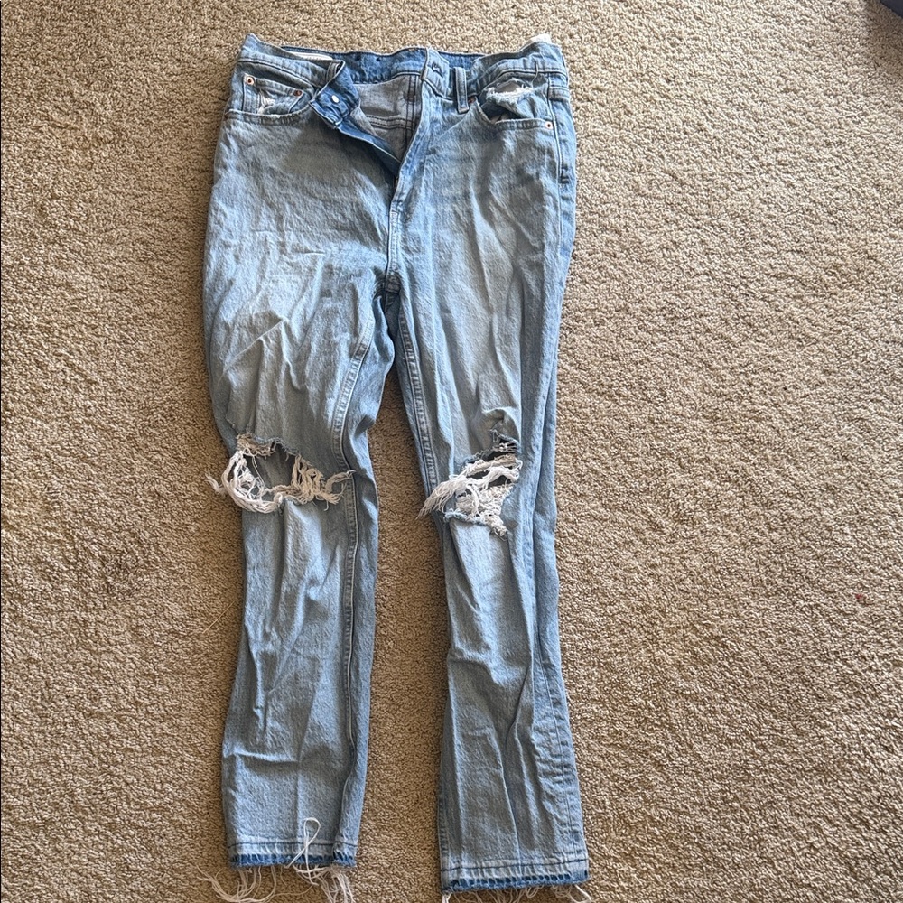 GAP Light Blue Skinny Jeans with Distressed Knees